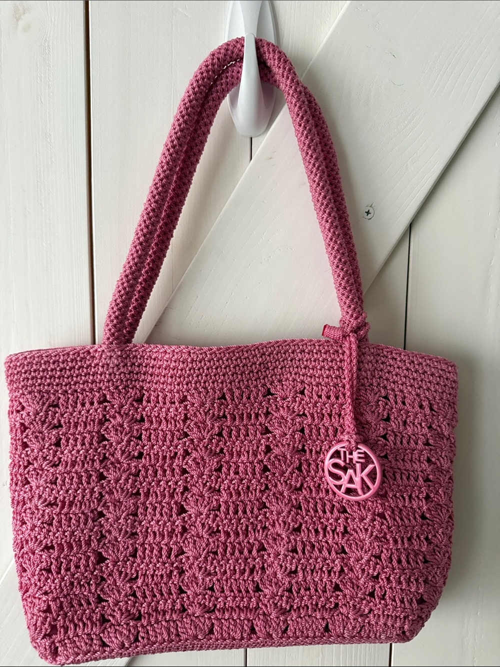 The Sak Rose Pink Crochet Tote
